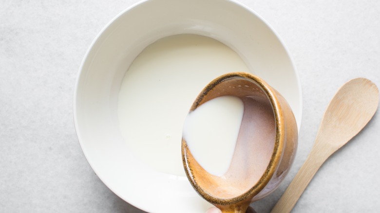 Evaporated milk in a bowl