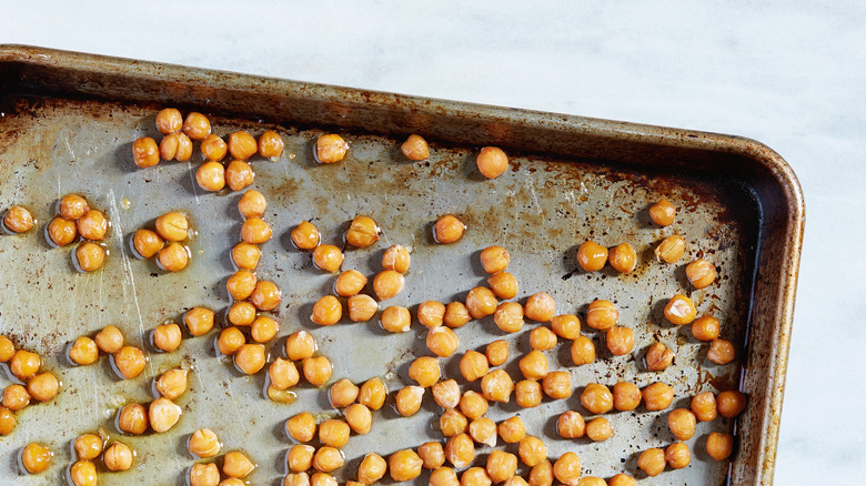 Roasted chickpeas on sheet pan