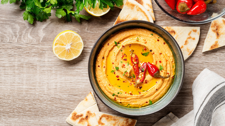 Bowl of spicy hummus