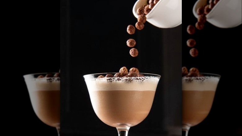 Cocktail with cocoa puff cereal