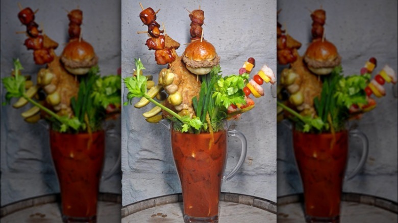 Bloody Mary with food garnishes