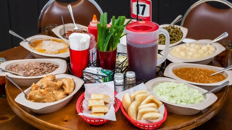 Southern foods on a lazy Susan