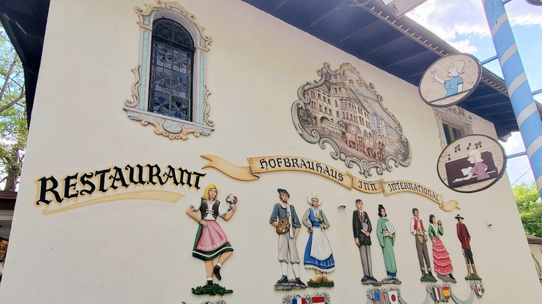 Bavarian mural on side of restaurant