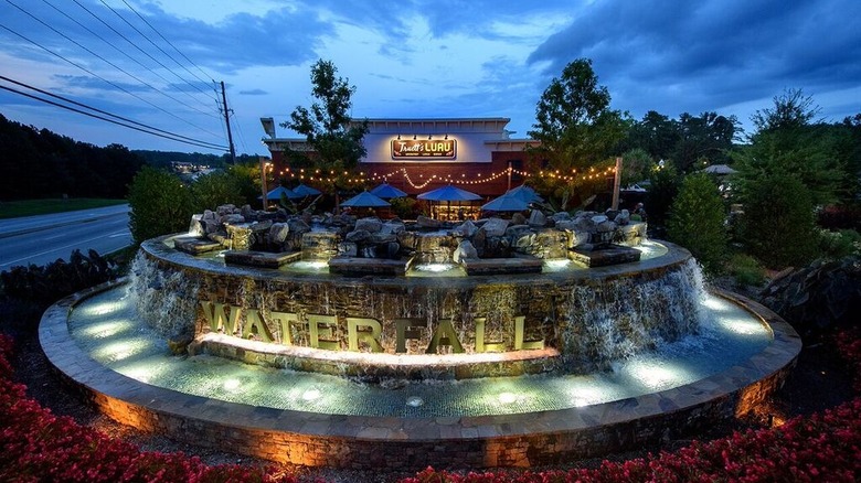 Waterfall at entrance to Truett's Luau restaurant