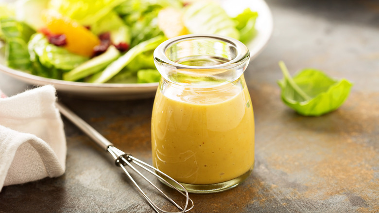 yellow dressing small glass jar