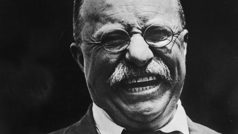 Headshot of Theodore Roosevelt laughing