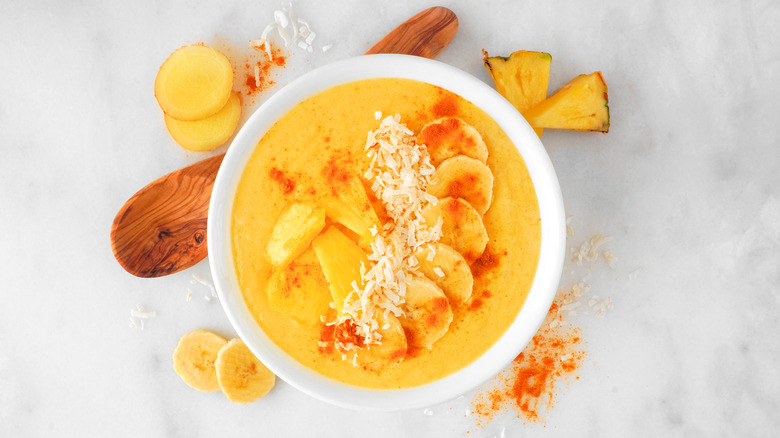 yogurt bowl with fresh turmeric