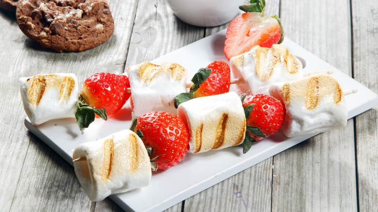 Strawberry and marshmallow kebabs