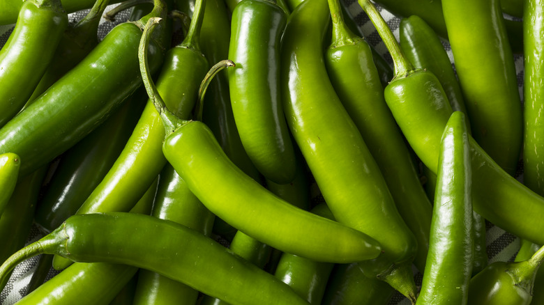 raw green serrano peppers