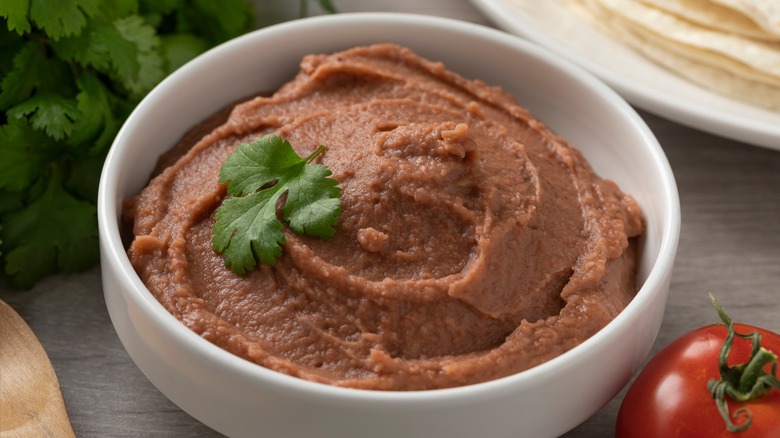 bowl of refried beans