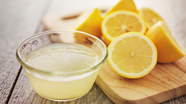 bowl of fresh lemon juice