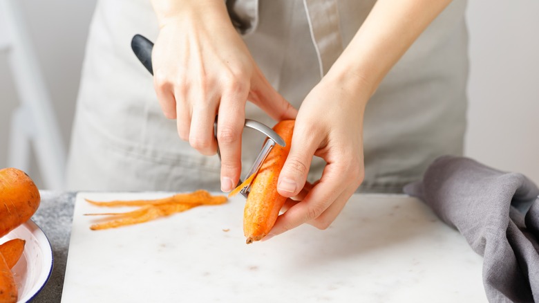 Peeling a carrot