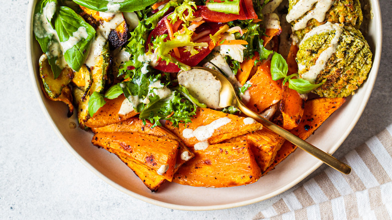 sweet potato bowl with tahini 