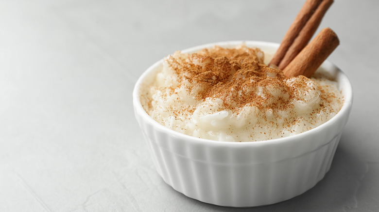 Rice pudding with cinnamon stick