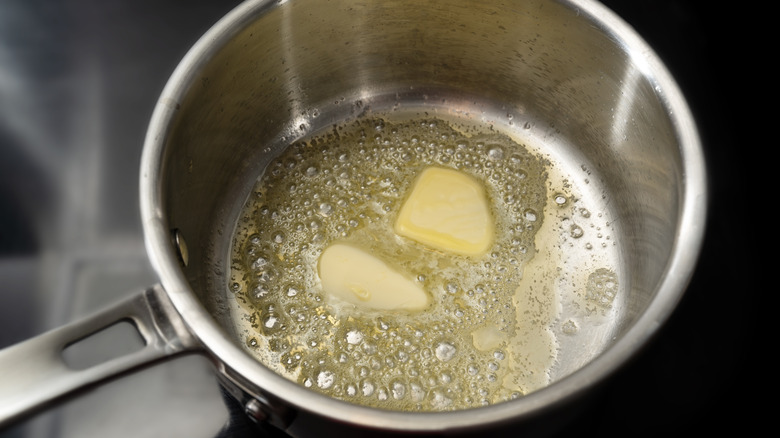 Butter melting in saucepan 