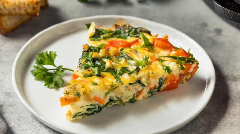 Frittata on white plate