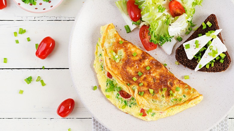 Breakfast omelet on a plate