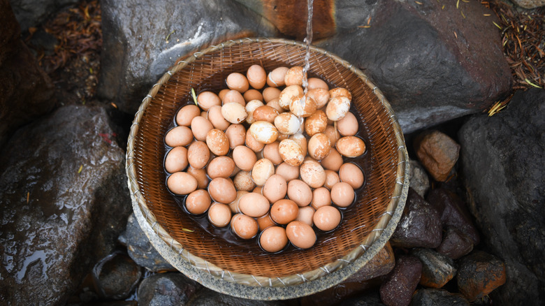 Japanese steamed eggs in basket