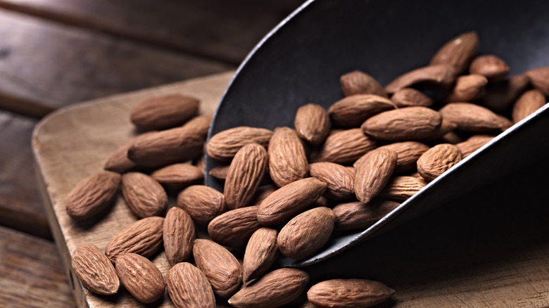 Almonds on table