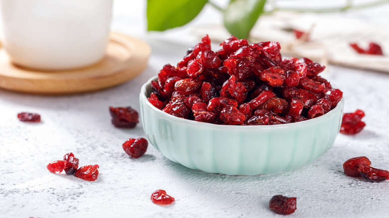 Dried cranberries in a bowl