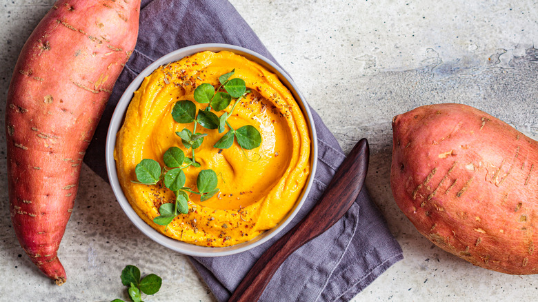 Bowl of sweet potato hummus