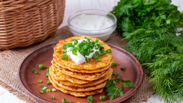 Potato pancakes with toppings