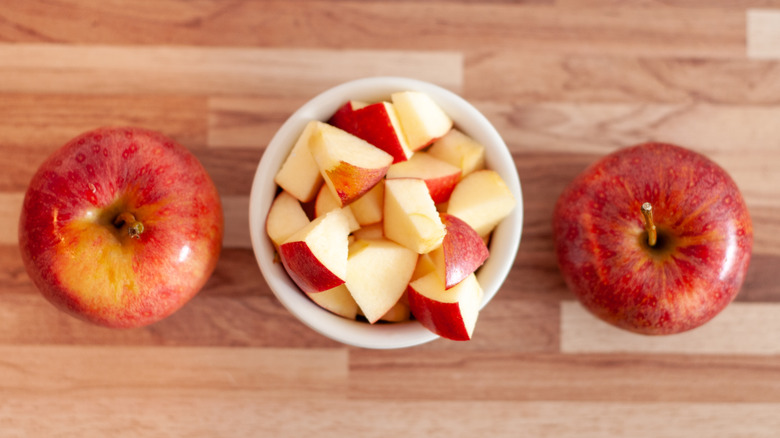 Chopped and whole apples