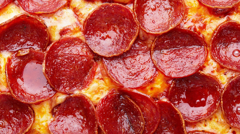 Cheese and pepperoni pizza up close