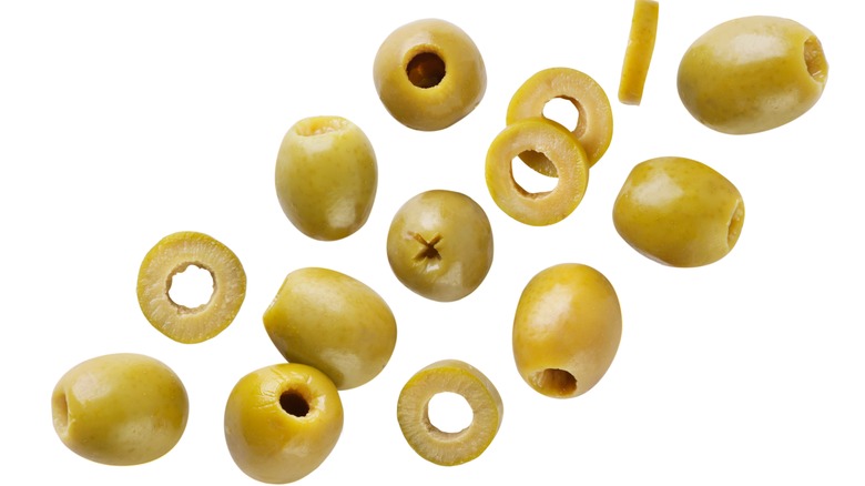 Sliced green olives