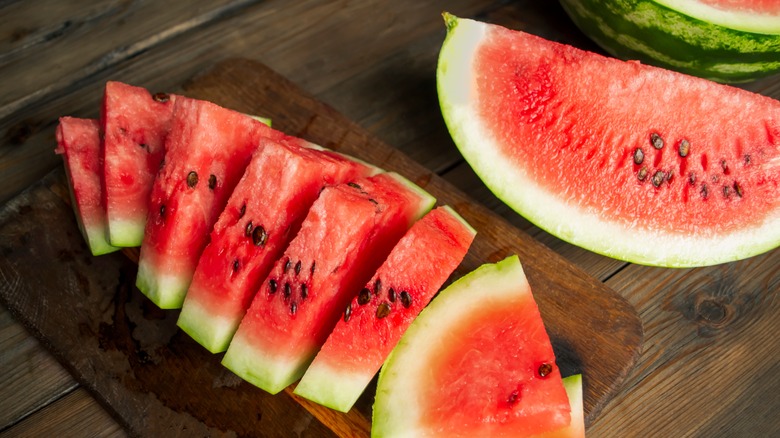 Sliced watermelon on table