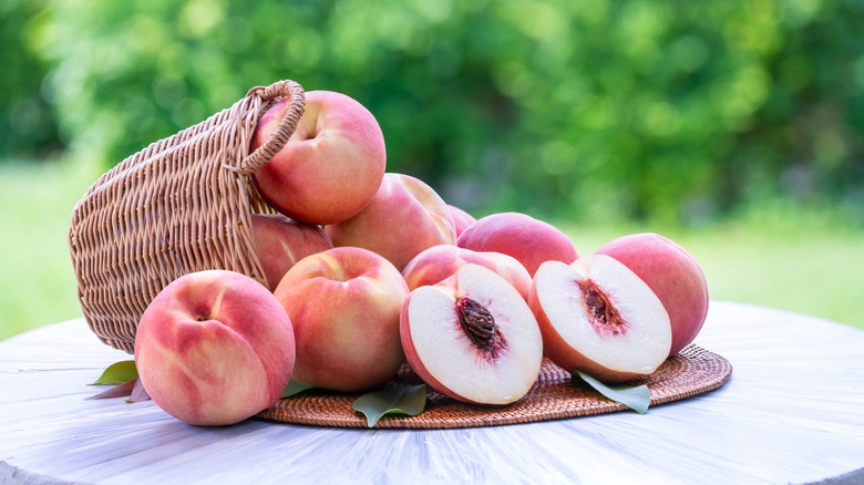 Peaches in a basket