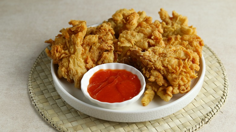 Fried king oyster mushrooms