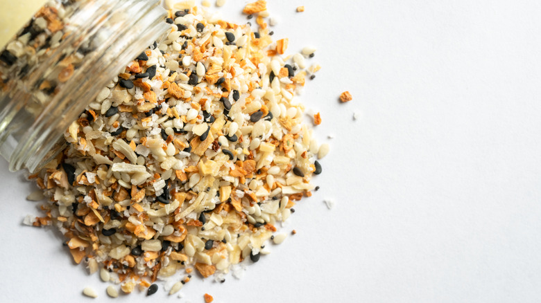 Seasoning mix pouring out of jar 