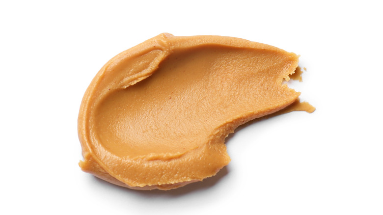 peanut butter smear on white background