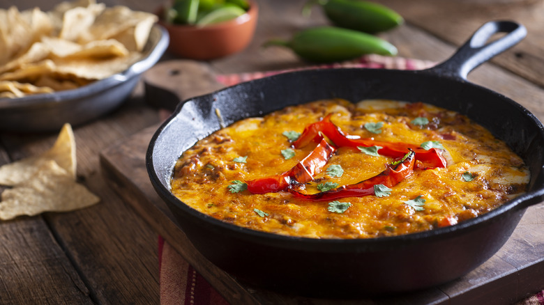 enchilada dip in skillet