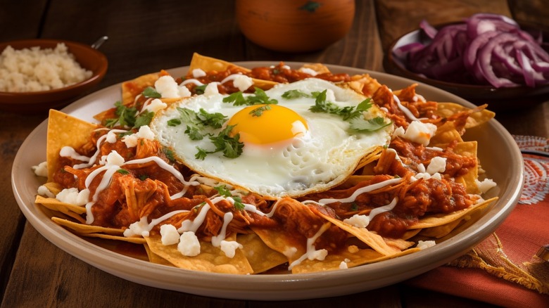 Chilaquiles on plate