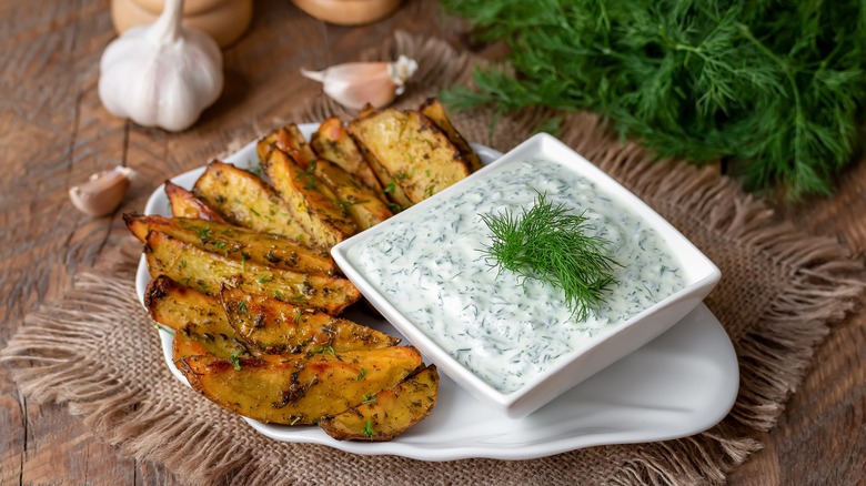 Cashew ranch dressing with fries