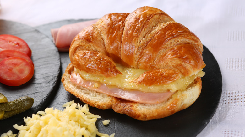 ham and cheese croissant sandwich