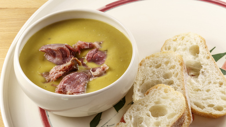 ham soup with bread