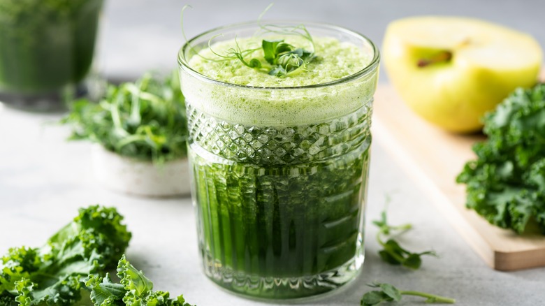Kale juice in glass