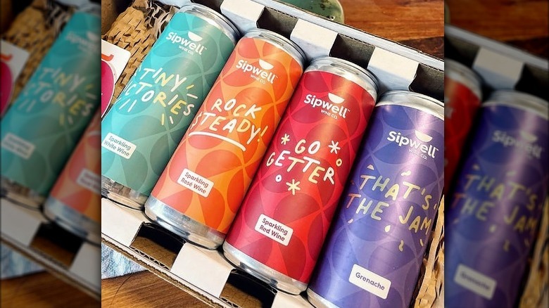 colorful wine cans in box