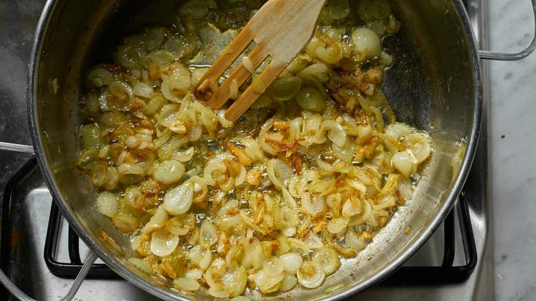 sautéed onions in pot