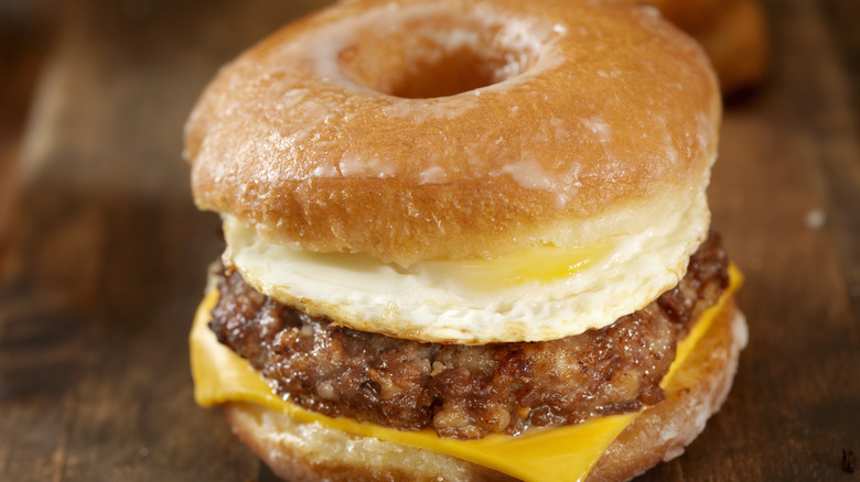 burger between a donut bun