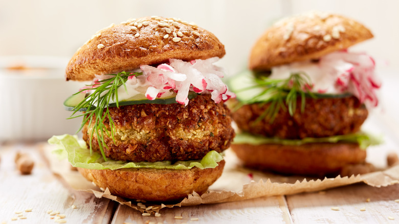 two falafel burgers 