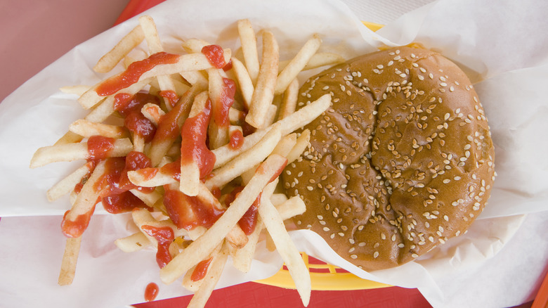 greasy fast food burger fries