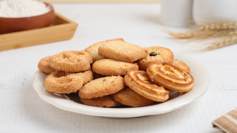 plate of assorted butter cookies