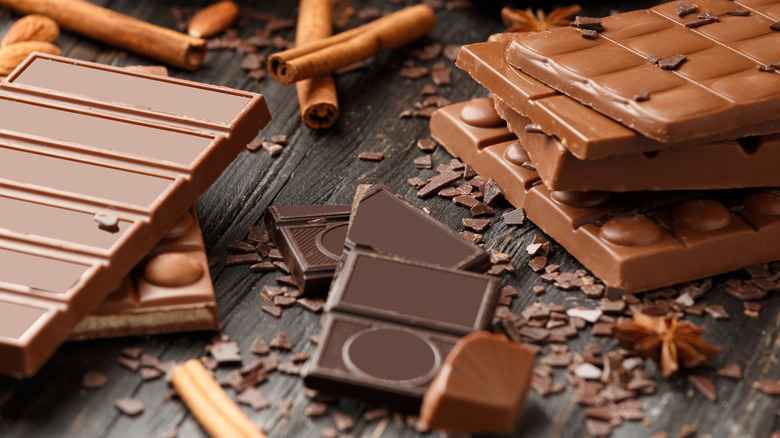 blocks of different styles of chocolate