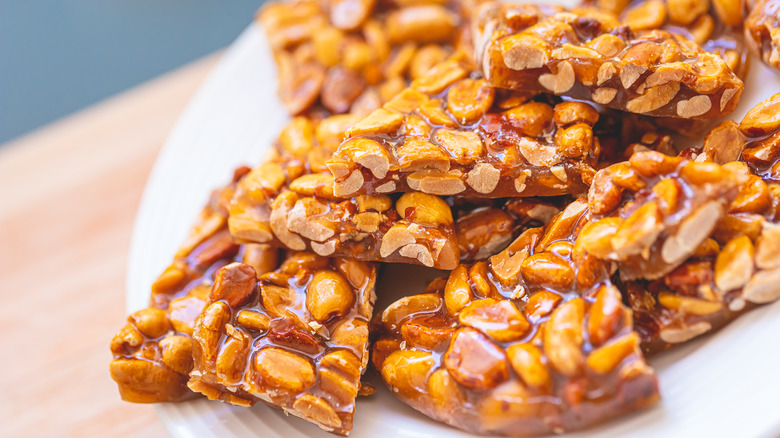 pieces of peanut brittle