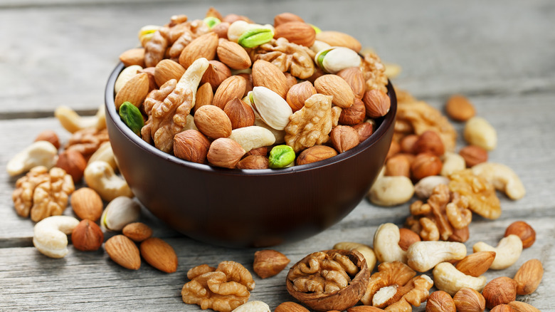 a bowl of mixed nuts