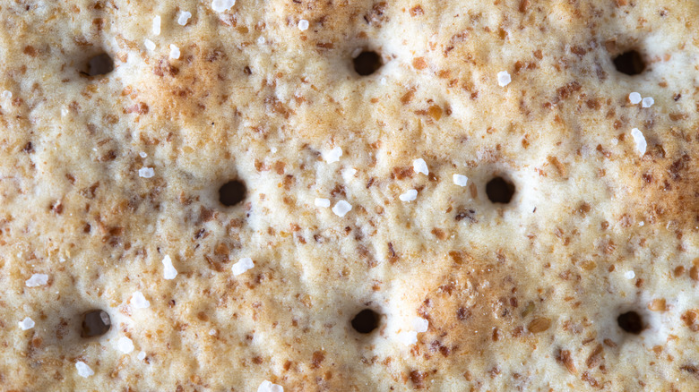 close-up of saltine cracker